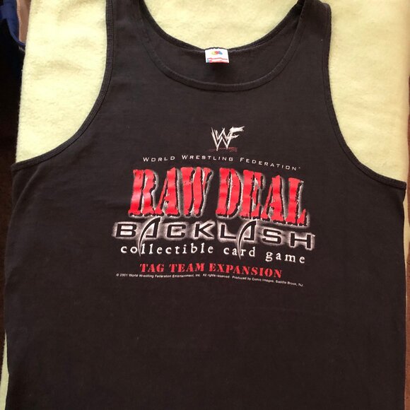 Very Rare WWF Raw Deal Back Lash Collectible Card Game Men's Shirt Large - Picture 1 of 5